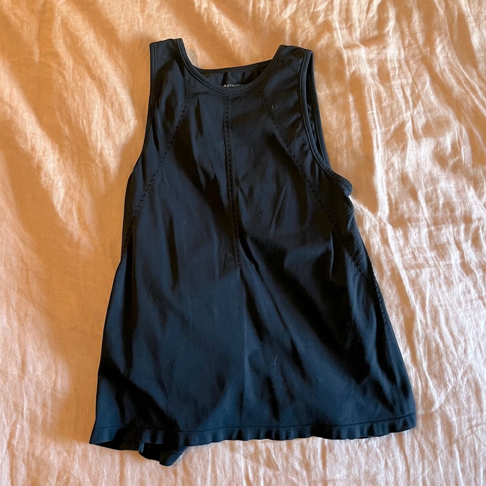 Athleta Foothill Workout Tank Top Black Tie Back